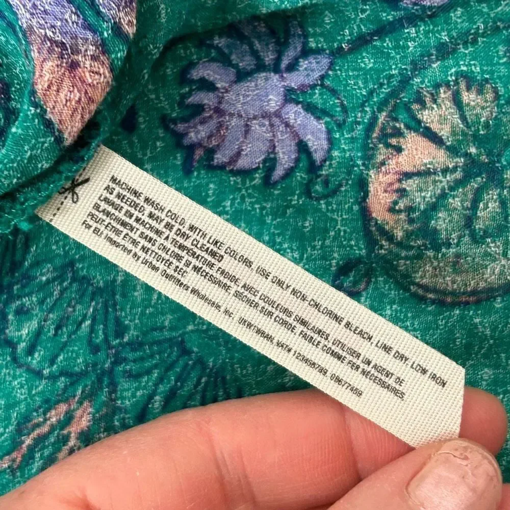 Free People Floral Oversized Mini Slip Dress Turquoise Green XS She Moves Boho